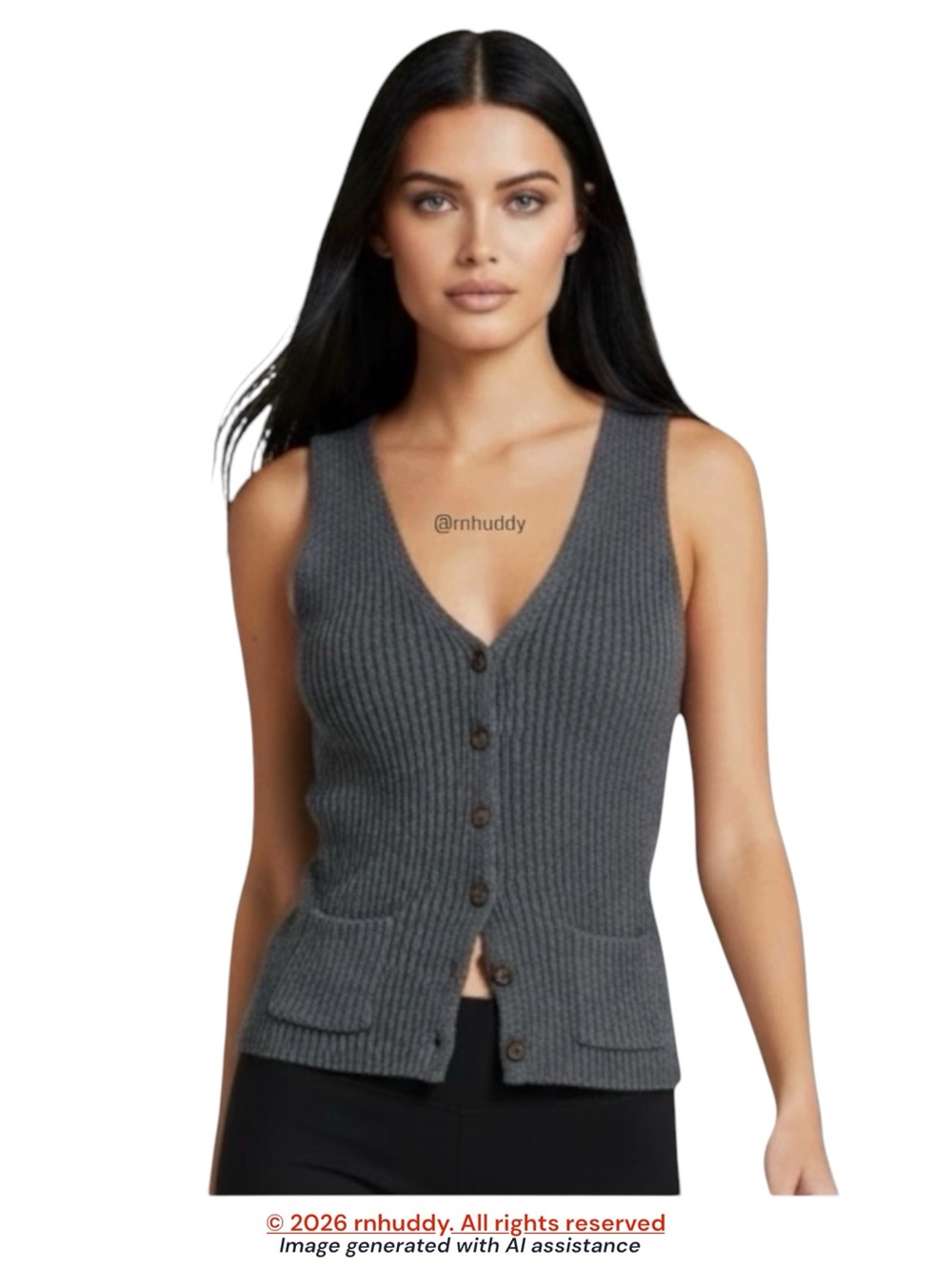 J Galt Brandy Melville OS charcoal wool blend sweater vest
